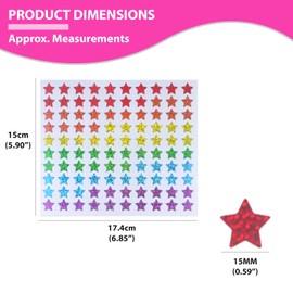 1000 Foil Star Stickers - 15mm Multi Coloured Planner Stickers, Metallic Shiny Blue, Green, Yellow, Orange, Purple and Red Sticky Stars for Children, Calendar Reward Chart Stickers