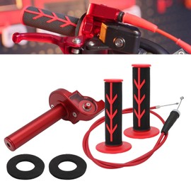 Runfarr Motorcycle Throttle, 22mm CNC Aluminum Quick Twister Throttle With Throttle Cable+Grips+Palm Pad for CRF50 XR250 CRF70 CRF80 CRF100 CRF150 CR250 XR50 Pit Dirt Bike Red