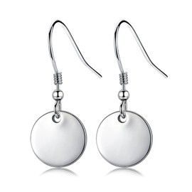 CERSLIMO Silver Drop Earrings for Girls Women - Round Circle Dangle Earrings, Sterling Silver Dangly Earrings | Hypoallergenic Earring Jewellery Birthday Chritsmas Gifts