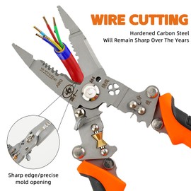 12in1 Multifunctional Wire Stripper,Foldable Wire Stripper Twister,Professional Electrician's Pliers, Cable stripping pliers for cutting, stripping, crimping Crimping Tool (orange, 1pc)