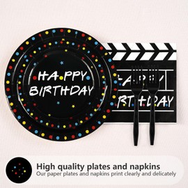 Grencian 96 Pcs iFriends Birthday Party Supplies iFriends Birthday Party Decorations iFriends TV Series Plates Tableware Set for TV Show Fans Friend Themed Parties Decor Serves 24