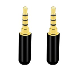 PNGKNYOCN 3.5mm Audio Solder Plug 3.5mm 4 Pin Gold Plated DIY Audio Cable Replacement Terminal Plug Support Microphone for Repair and Replacement of DIY Stereo Headphones (2-Pack)