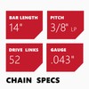 KAKEI 14 Inch Chainsaw Chain 3/8" LP Pitch .043" Gauge