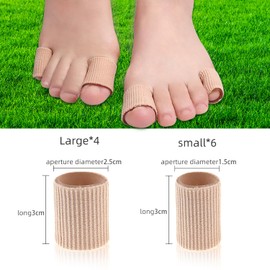 PoTao Toe Separators, (10 PCS) Toe Tubes Sleeves Soft Gel Corn Pad Protectors for Cushions Corns, Blisters, Calluses, Toes and Fingers