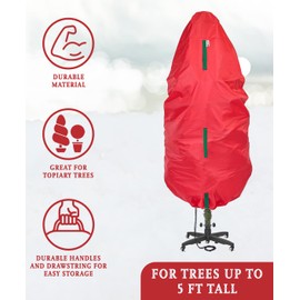 Upright Christmas Tree Storage Bag – For Topiary Trees up to 5 ft Tall –Holiday Tree Covers– For Christmas Trees and Topiary Trees Durable, Lightweight, Easy, Vertical Xmas Storage Bags – Single Pack