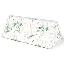 NPOOYI Sunglasses Case, Foldable Glasses Case, Magnetic PU Leather Hard Shell Folding Eyeglasses Case, Collapsible Unisex for Women Men, Eucalyptus Leaves