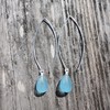 Sea Stamped Sea Glass Eclipse Drop Earrings-Sterling Silver Drop Earrings