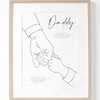 A4 Fathers Day Print Line Drawing Daddy Hand Holding Print