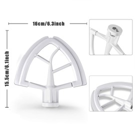 Flex Edge Beater,Mixer Accessory,Attachments For Mixer,Fits Tilt-Head Stand Mixer Bowls For 4.5-5 Quart Bowls,Beater With Silicone Edges,All White