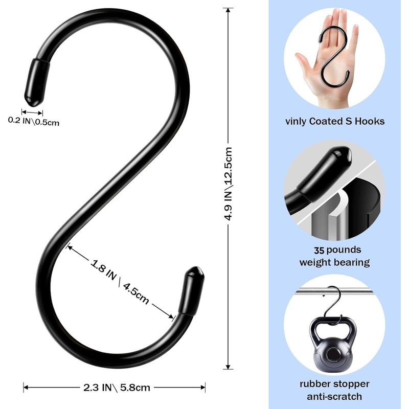 Dapute 6 Pack Heavy Duty S Hooks for Hanging, Non
