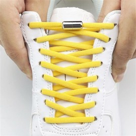 VICT POPU Elastic Shoelaces Without Tying with Capsule Metal Lock Oval Half Round Sporty Quick Release Shoelaces for Trainers Adults Children, khaki