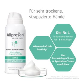 Allpresan Derma med Repair Foam Cream Hand Intensive Care – For the Care of Very Dry and Stressed Hands – 100 ml (Pack of 2)