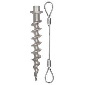 Penetrator 10" Aluminum Re-Usable Screw Anchor with Tie Off Cable - Heat Treated, 356 Aluminum, Lightweight, Reusable for Use in Soil, Sand, Asphalt
