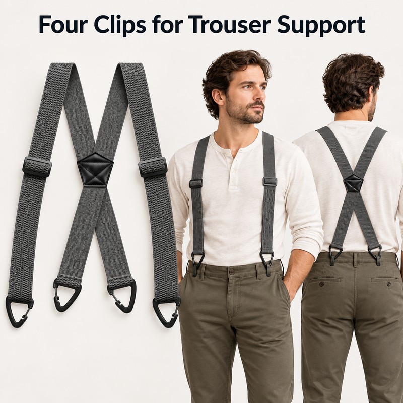 Men's Work Suspenders – 1.5-Inch Adjustable Elastic X-Back Straps with