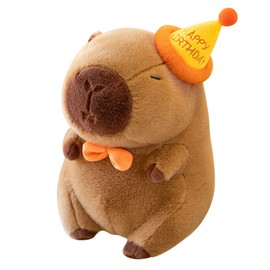 BUMOKO Peluche Capybara,Peluche de Capibara con Sombrero de Feliz Cumpleaños,Capybara Dress up plushies,Peluche Cumpleaños Capibara Café Suave Y Esponjoso,25 cm para niña/niño