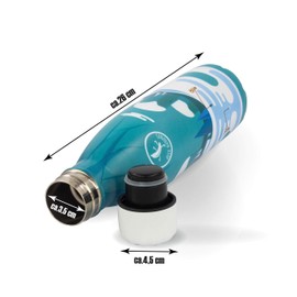 p:os Blue Bananas 32076-500 ml Stainless Steel Drinking Bottle - Stylish Stainless Steel Vacuum Bottle - Frosty Fishing Motif