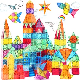 Paaxido Magnetic Tiles - 100 Pieces Magnetic Blocks for Kids, Magnet Tiles Building Blocks Set, Construction STEM Magnet Toys Gift for Kids, Boys and Girls 3 4 5 6 7 8+ Year Old