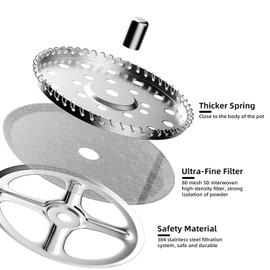 EZZNTIAL French press Coffee Maker Heat Resistant Durable Borosilicate Frosted White 21oz.