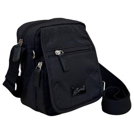 Spirit Womens Lightweight Small Multi Section Crossbody Shoulder Travel Holiday Nylon Waterproof Day Bag With Adjustable Strap 3938 (Black)…