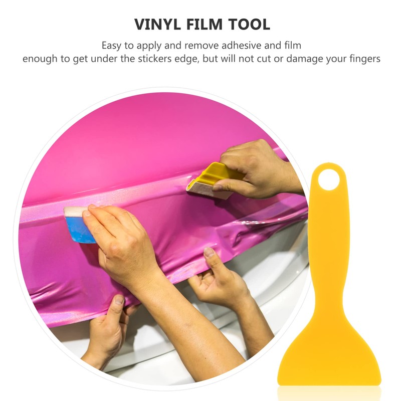 TEHAUX 25pcs Plastic Scraper, Portable Yellow Plastic Putty, Car Film