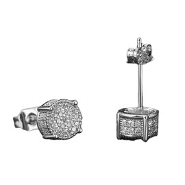 Tesuivra Plated Lightweight Mini Round Cubic Zirconia Hip Pop Stud Earring, Copper, Cubic Zirconia