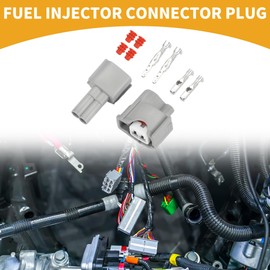Partuto 2 Pin Fuel Injector Plug Plug No. 9098011875 - Car Male Female Wire Connector - for Toyota Plastic Grey - 1 Set