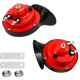 2-pack 12V red horn, 300DB super loud train horn, universal waterproof horn for cars, suitable for trucks, cars, motorcycles, boats