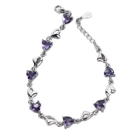 Purple Bracelet Fashionable Romantic Durable Rhinestone Heart Bracelets for Man Woman Couple