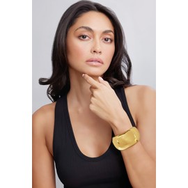 WOWORAMA Polished Gold Bangle Bracelets for Women Ultra Wide Oval Hinged Chunky Cuff Bangles Trendy Exaggerated Bold Statement Bracelet Heavy Thick Hinge Arm Cuffs