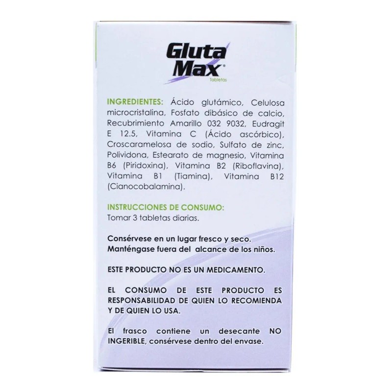 Glutamax 60 Tab .62g C/u Acido Glutamico Con Complejo B