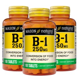 MASON NATURAL Vitamin B1 250mg Daily Energy Support Tablets 300 Count Dietary Supplement
