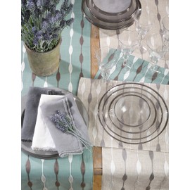 Saro Lifestyle Modern Embroidered Design Table Runner, Natural, 16" x 70"