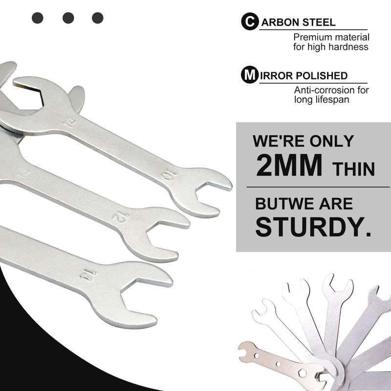 NWpangu Ultra Thin Open Double-End Wrench Set, Slim Spanners Handle