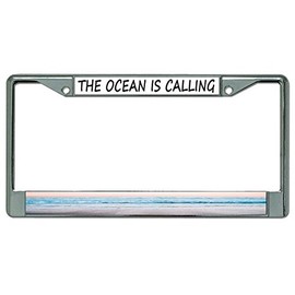The Ocean is Calling Chrome License Plate Frame