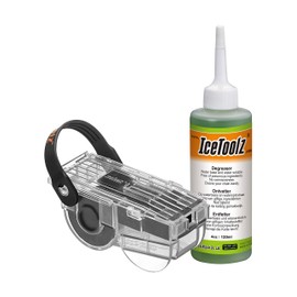 IceToolz C212 Chain Scrubber and Concentrated Degreaser Combo Set | Bike Chain Cleaner | Transparent Black, 4oz. / 120ml.
