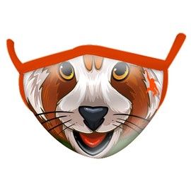 Wild Republic Wild Smiles Childs Face Mask, Reusable, Washable Face Mask, Half Face Mask, Red Panda Print Design (26001)