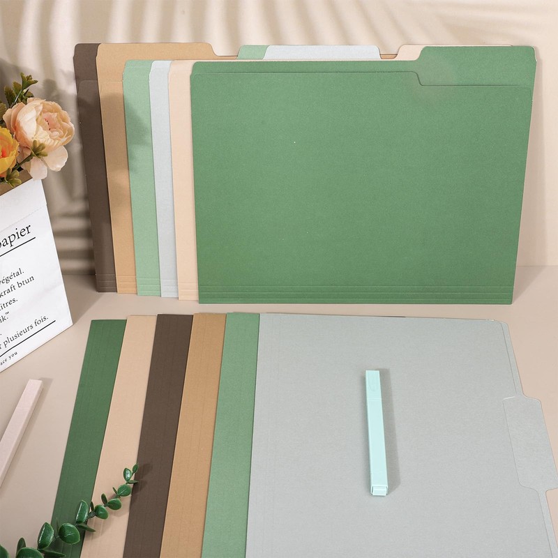 Whaline 24 Pack Green Brown File Folders Letter Size 6