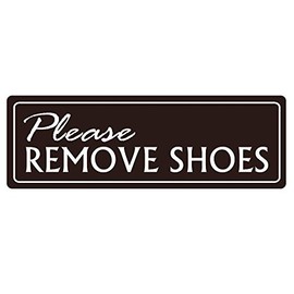 Standard PLEASE REMOVE SHOES Wall Door Sign - Dark Brown (Large)