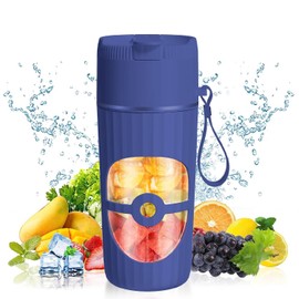 Glass Portable Blender for Smoothies and Shakes - USB-C Rechargeable, 15oz/450ml Mini Cordless Personal Smoothies Maker for Fruit Mixing, Ideal for Home, Travel, Beach, Office, and Sports Use (Blue)