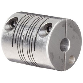 Ruland FCMR25-10-10-A Clamping Beam Coupling, Polished Aluminum, Metric, 10mm Bore A Diameter, 10mm Bore B Diameter, 25.4mm OD, 38.1mm Length, 3.73 Nm Nominal Torque