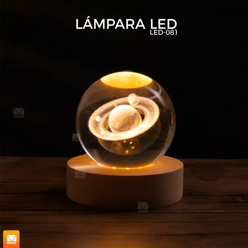 Maíz Lampara Bola Cristal 3d Planeta Saturno Led Noche Nocturna