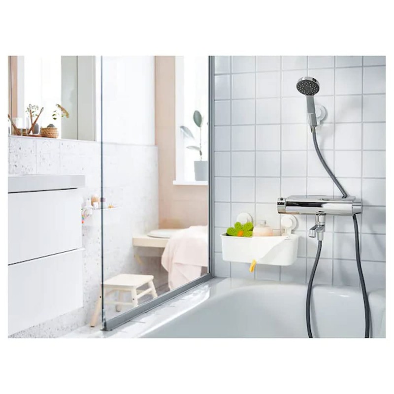 Ikea Tisken Basket with Suction Cup for Storage, White(Polycarbonate Plastic,