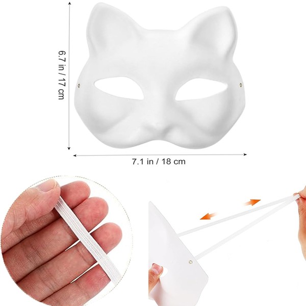 Apettoey 10PCS Cat Masks - White Therian Masks for Masquerade,