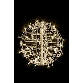 Crab Pot Christmas Trees White 15" Fold Flat Sphere with 100 Clear, Warm White, LED Lights