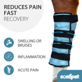 COMFPET Gel Horse Ice Pack with Carry Case Reusable Cooling Horse Leg Wrap for Injury Therapy Full Leg Ice Boot Cold Pack for Hock, Ankle, Knee, Legs, Boots, and Hooves, 2 Pack