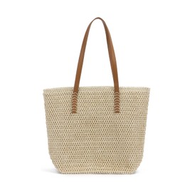 EVEOUT Straw Shoulder Bags for Women Summer Straw Bag Large Woven Straw Handbag Beach Shoulder Bag, Beige 02, Bohemian/Beach