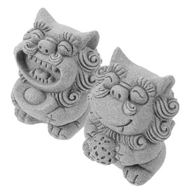 Levemolo 2pcs Mini Lion Statue Sturdy Decorative Lion Figurine Chinese Style Miniature Lion Sculpture for Home Office Dec