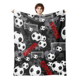Soccer Blanket for Boys Girls Kids, Soccer Gifts for Boys Girls, Soft Soccer Team Blanket Gifts 40x50in