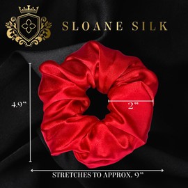 Real Silk Scrunchie Silk Hair Scrunchie - 100% Real Silk. Large Scrunchie - Mulberry Silk Scrunchie - Frizz Prevention Damage Prevention - Gift Box - Perfect Stocking Filler (Valentines Red)