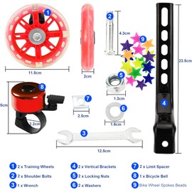 BAYINBROOK Children's Bicycle Stabilisers, Bicycle Flash Training Wheels, Bicycle Stabilisers for Children, Mute Flash Wheels, Universal Stabilisers for Children's Bike (Red)
